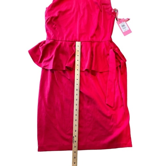 Isaak Mizrahi Peplum Dress Women's 8 Red Lined Polyester Boat Neck Sleeveless - Picture 7 of 7